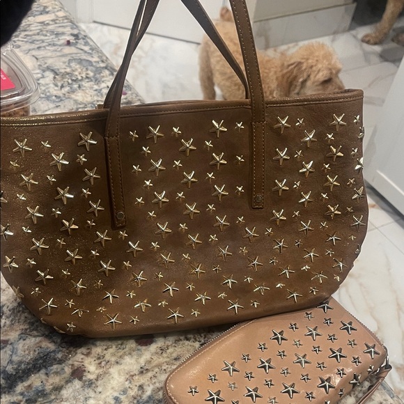 Jimmy Choo Beige Star-Studded Bag and Wallet - Picture 8 of 11